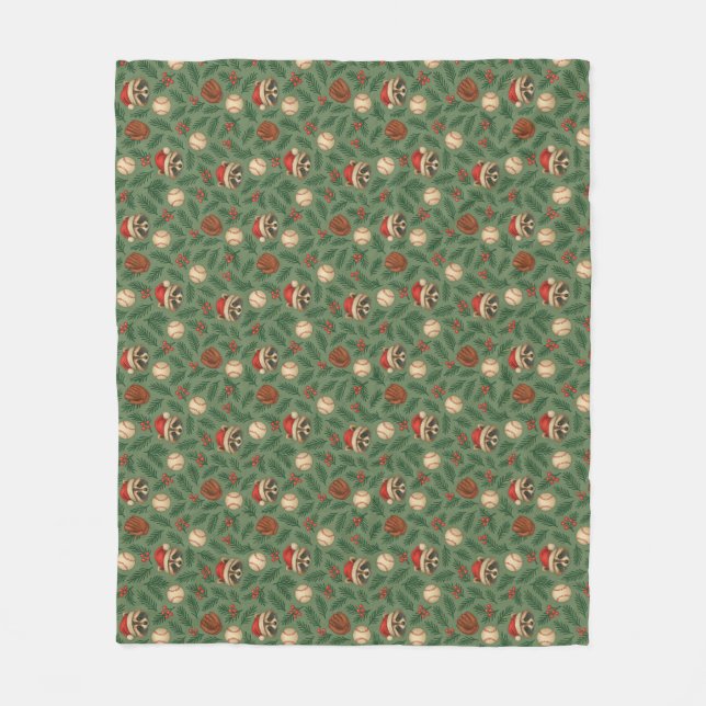 Couverture Polaire Ho-Ho-Home Run Raccoon Holiday Pattern Throw Blank (Devant)