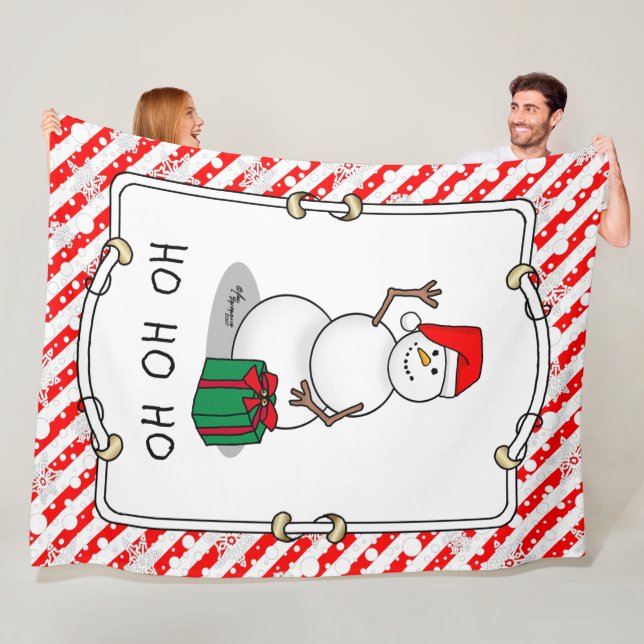 Couverture Polaire Ho Ho Joyeux Noël Père Noël mignonne Snowman (En situation)