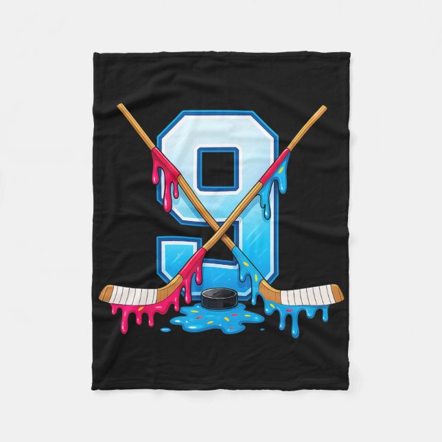 Couverture Polaire Hockey 9 Year Old Ice Cream Drip Youth 9th Birthda (Devant)