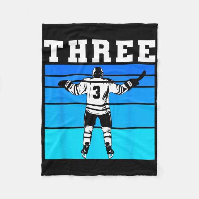 Couverture Polaire Hockey Boy 3rd Birthday Three Ice Hockey Birthday  (Devant)