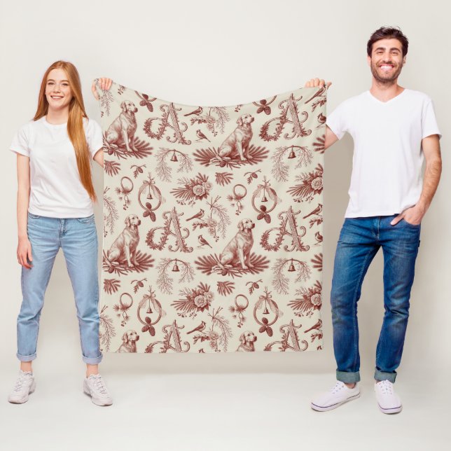 Couverture Polaire Holiday Dog Blanket Golden Retriever Letter A (En situation)