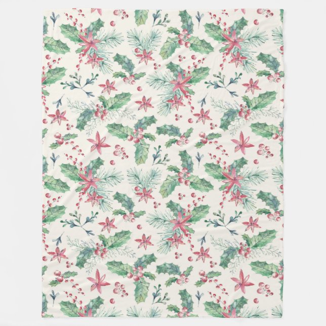 Couverture Polaire Holly et Pine sur Motif de crème (Devant)