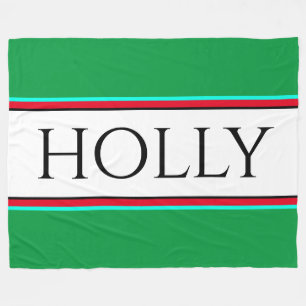 Couverture Polaire HOLLY Fun Festive Bright Green Red White Stripes