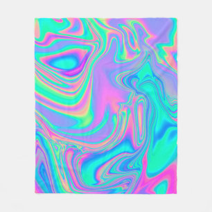 Couverture Polaire Holographie Iridescente : Neon Marbled Texture