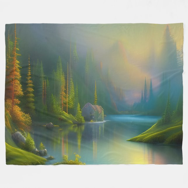 Couverture Polaire Home Sweet Home dans les bois (Devant (Horizontal))