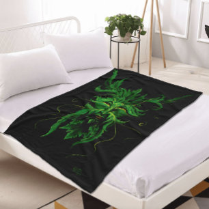 Couverture Polaire Homme Vert Fae Feuilles Noir