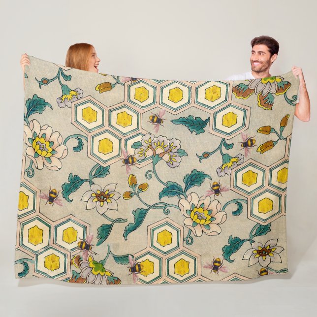 COUVERTURE POLAIRE HONEY BEEHES, BEEHIVES, PRINTEMPS FLEURS BEEKEEPER (En situation)