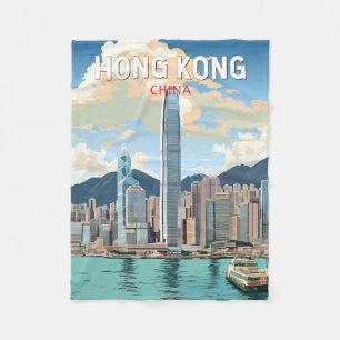 Couverture Polaire Hong Kong China Travel Art Vintage
