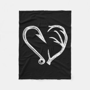 Couverture Polaire Hook Antler Coeur Love Pêche Chasse Poisson Deer H