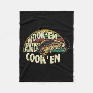 Couverture Polaire Hook Em Cook Em Go Fishing Lover Vintage