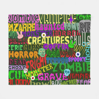 Couverture Polaire Horreur Movie Style Mots Collage Vert