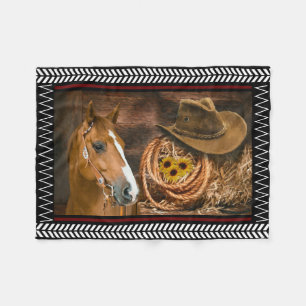 Couverture Polaire Horse cowboy Hat Lasso Western