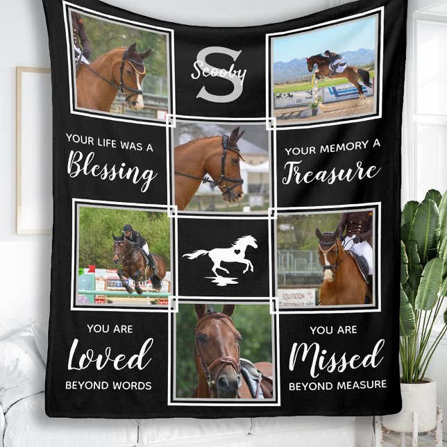 Couverture Polaire Horse Memorial Pet Loss 6 Photo Collage (Créateur téléchargé)
