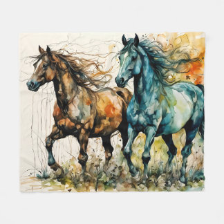 Couverture Polaire Horses in the Pasture