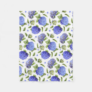 Couverture Polaire Hortensias bleus