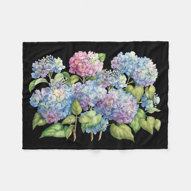 Couverture Polaire Hortensias en fleur (Devant (Horizontal))