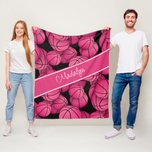 Couverture Polaire hot rose noir personnalisées filles basketball
