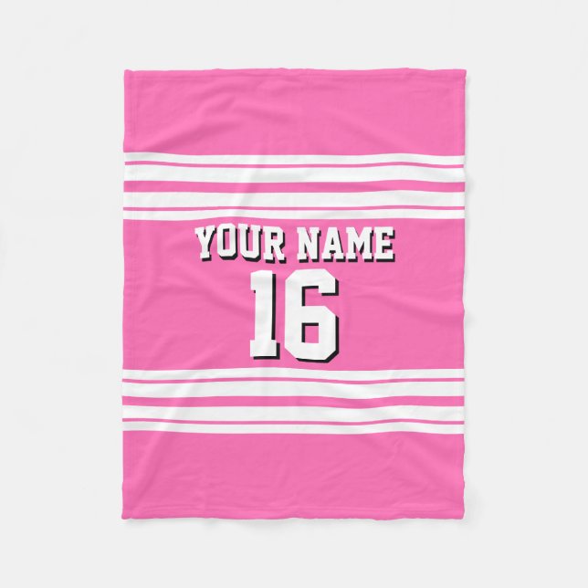 Couverture Polaire Hot Rose White Team Jersey Numéro personnalisé Nom (Devant)
