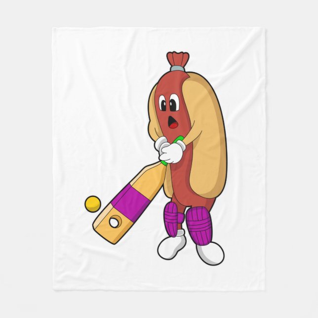 Couverture Polaire Hotdog au cricket avec batte de cricket (Devant)