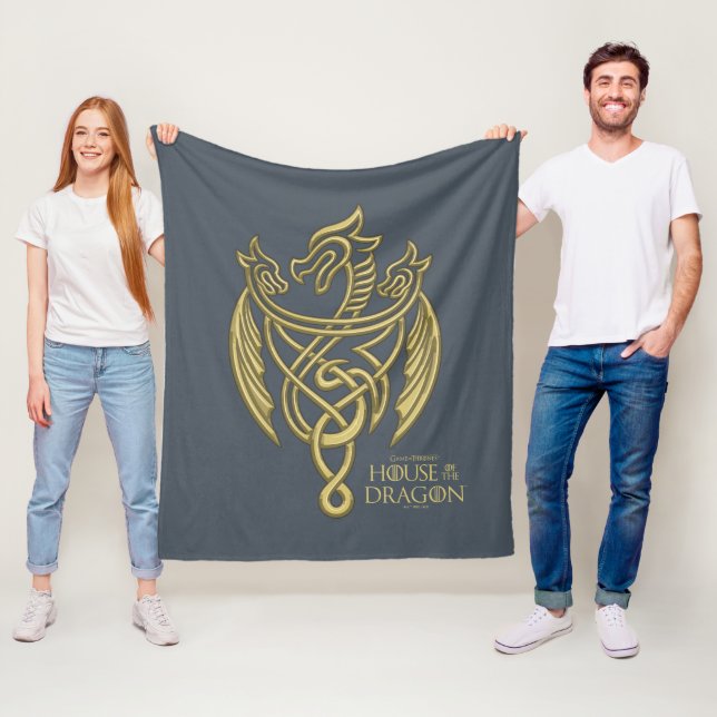 Couverture Polaire HOUSE of the Dragon | Golden Filigree Dragon Crest (En situation)