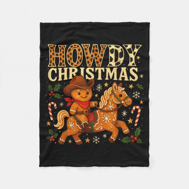 Couverture Polaire Howdy Christmas Cowboy Gingerbread Design  (Devant)