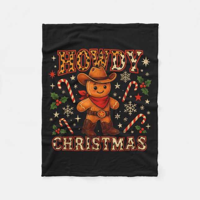 Couverture Polaire Howdy Christmas Cowboy Gingerbread Design  (Devant)