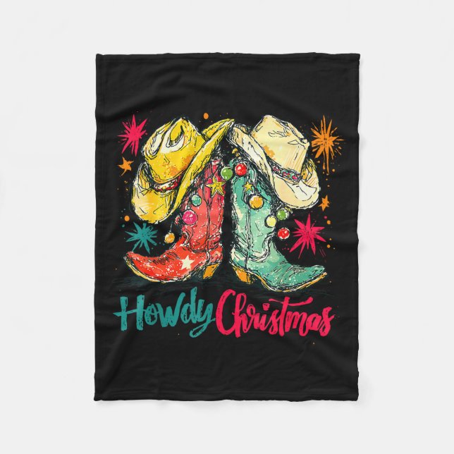 Couverture Polaire Howdy Christmas Xmas Cowboy Boots Western Pajamas  (Devant)