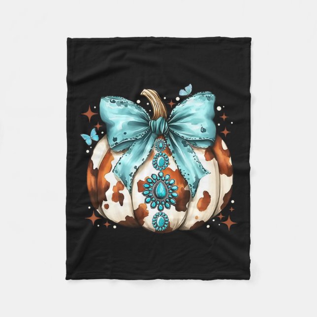 Couverture Polaire Howdy Fall Western Citrouille Halloween Cowhide Pu (Devant)