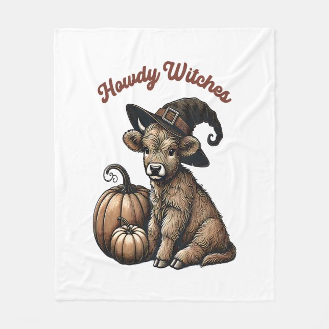 Couverture Polaire Howdy Witches Halloween Highland Cow (Devant)