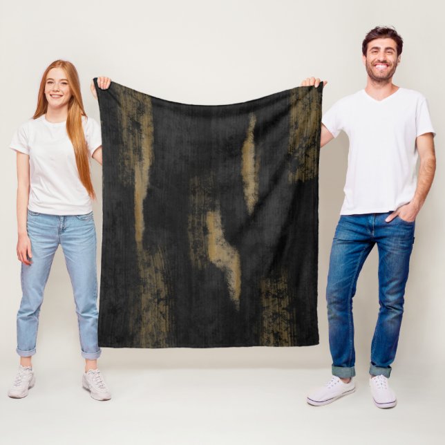 Couverture Polaire Huiles douces Abstraites Charbon et or (En situation)