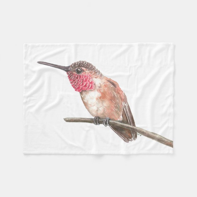 Couverture Polaire Hummingbird watercolor (Devant (Horizontal))