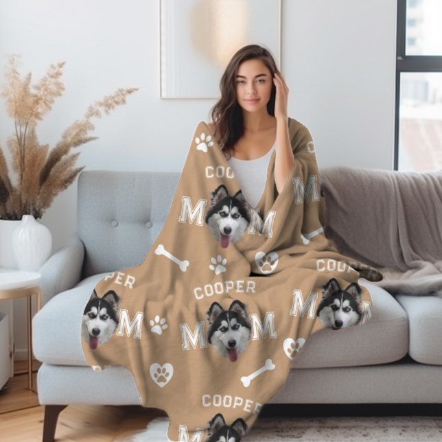 Couverture Polaire Husky Dog, Camel Nom personnalisé Répétition (Créateur téléchargé)