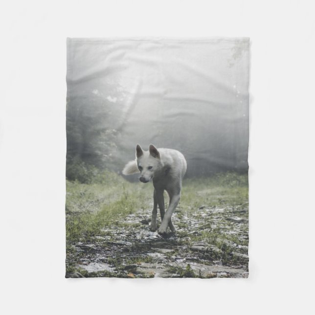 Couverture Polaire Husky Sibérien Blanc (Devant)