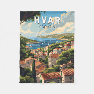 Couverture Polaire Hvar Croatia Travel Art Vintage