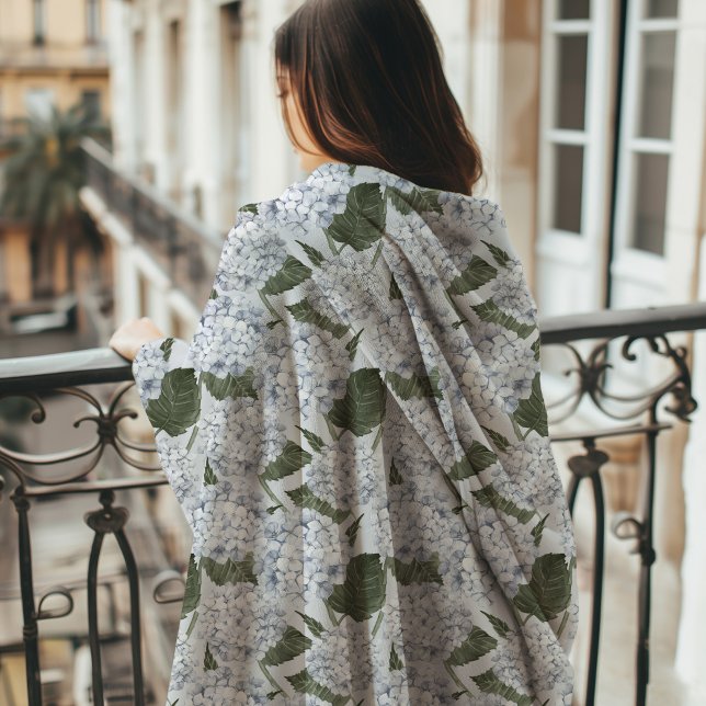 Couverture Polaire Hydrangea Garden Monogram  (Hydrangea Fleece Blanket)