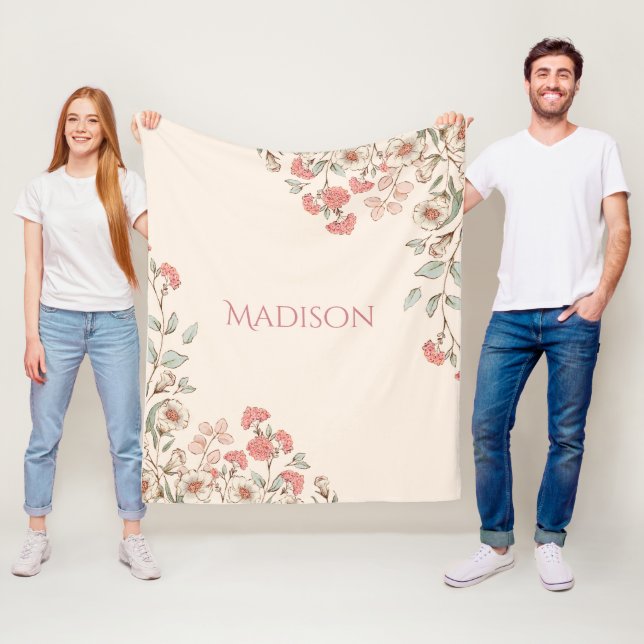 Couverture Polaire Hydrangea rose Personnalisé Élégant Chic Floral (En situation)