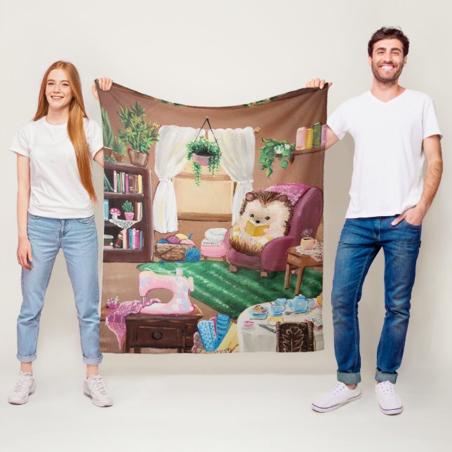 Couverture Polaire Hygge Hedgehog (En situation)