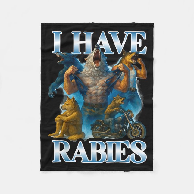 Couverture Polaire I Have Rabies Funny Cringe Werewolf Meme Alpha Wol (Devant)