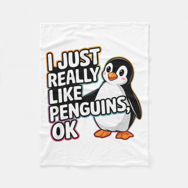 Couverture Polaire I Just Really Like Penguins Ok Funny Design  (Devant)
