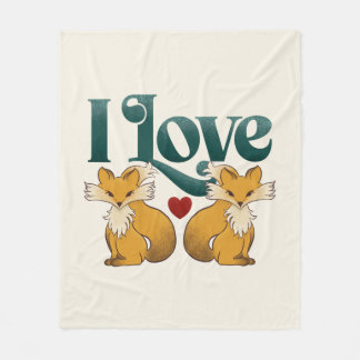 Couverture Polaire I Love Foxes Cute Heart