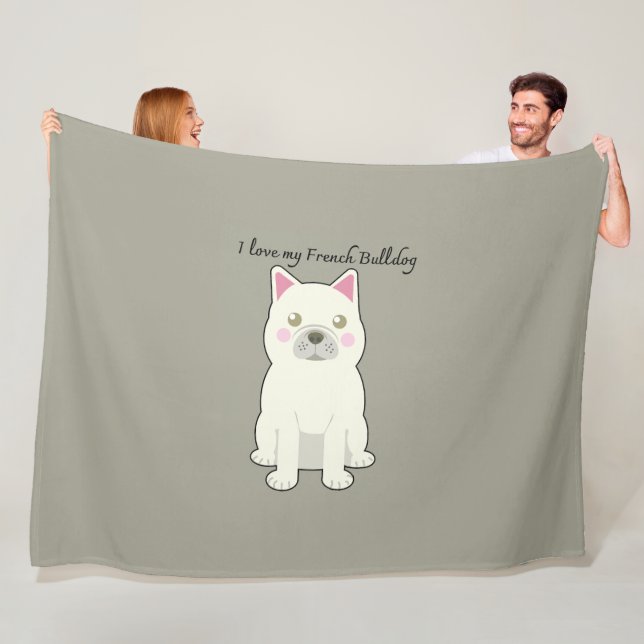 Couverture Polaire I Love my French Bulldog (En situation)