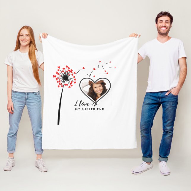Couverture Polaire I Love My Girlfriend PHOTO Don Coeur personnalisé (En situation)