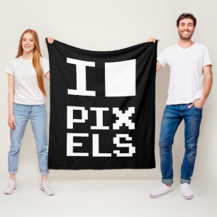Couverture Polaire I Love Pixels, design geek, art des pixels