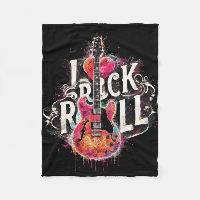 Couverture Polaire I Love Rock N Roll Guitare Électrique Peinture (Devant)