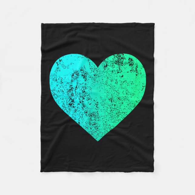 Couverture Polaire I Love You Teal Heart Distressed Valentine's Day  (Devant)