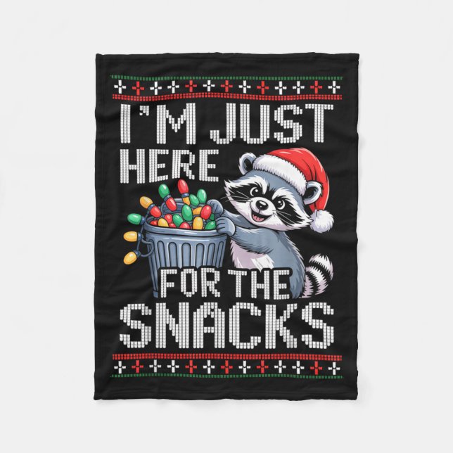 Couverture Polaire I’m Just Here For The Snacks Raccoon Christmas Ugl (Devant)