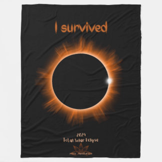 Couverture Polaire I Survived 2024 Solar Eclipse Fleece Blanket