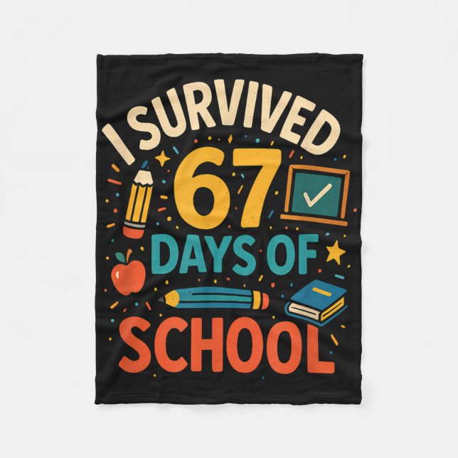 Couverture Polaire I Survived 67 Days Of School Fun Teacher Student  (Devant)
