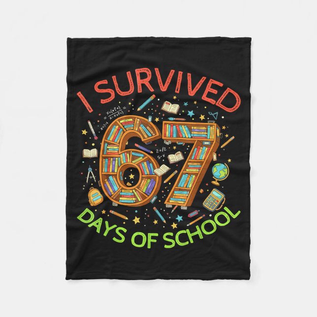 Couverture Polaire I Survived 67 Days Of School Funny 67 Meme Teacher (Devant)