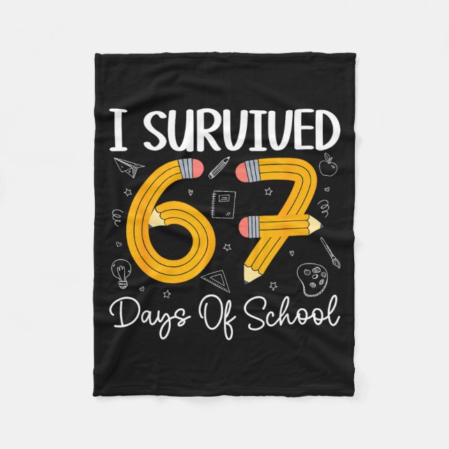 Couverture Polaire I Survived 67 Days Of School Funny 67 Meme Teacher (Devant)